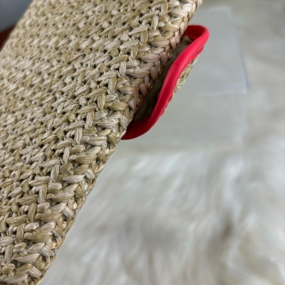 NWT KATE SPADE NEW YORK LEATHER TRIMMED RAFFA STRAW— WOVEN BOW CLUTCH - Picture 7 of 13